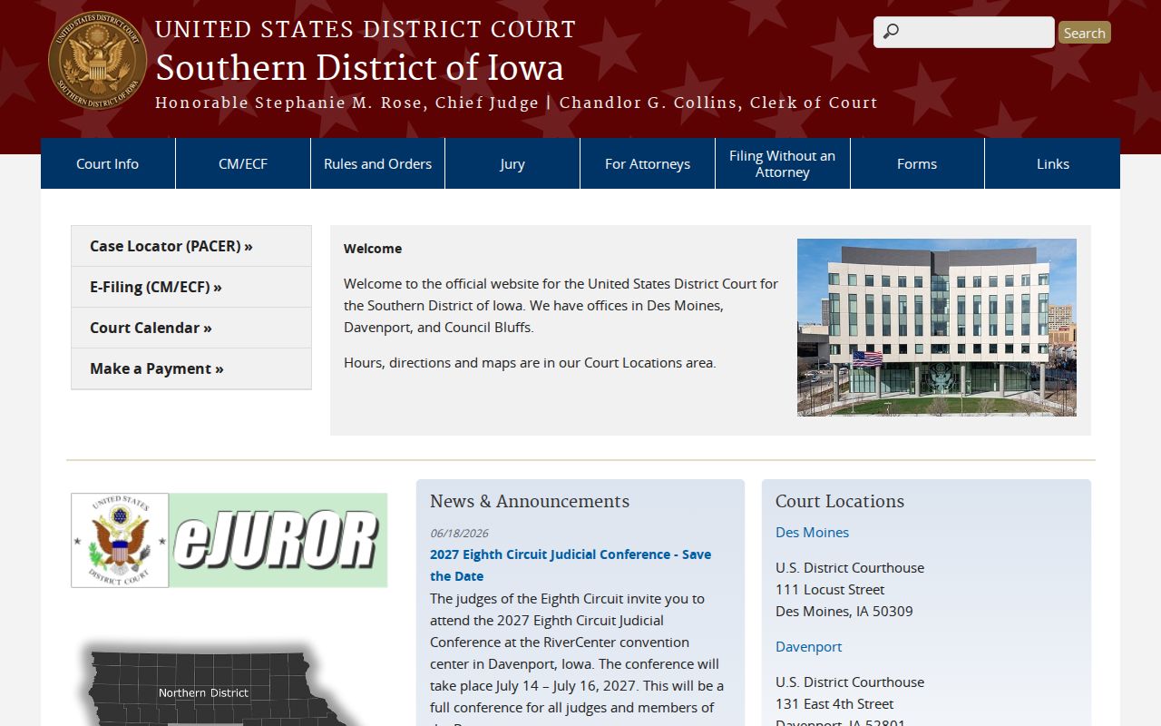 Greene County federal criminal court cases in the Southern District of Iowa