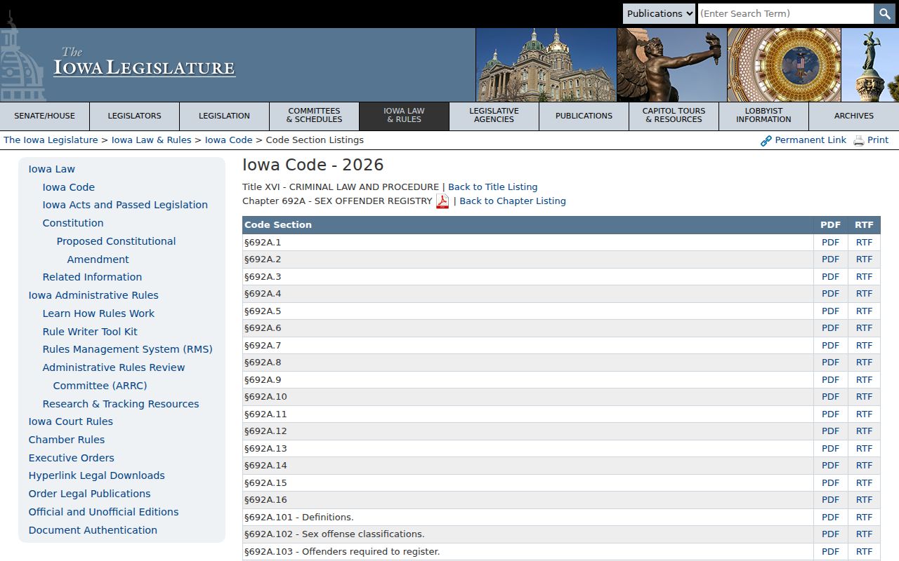Greene County sex offender registry law in Iowa Code chapter 692A