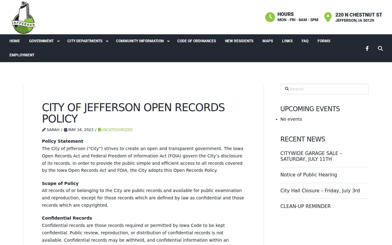 Jefferson criminal records open records policy source